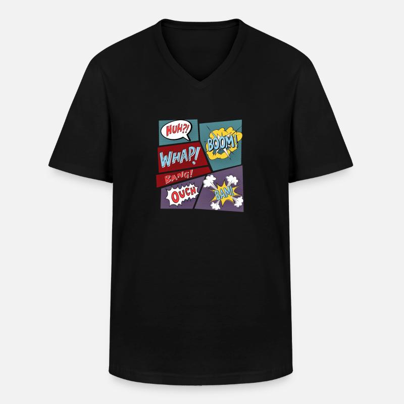 Comic Superhelden Comicbücher Kinder Geschenk - Männer-T-Shirt mit V-Ausschnitt - Schwarz