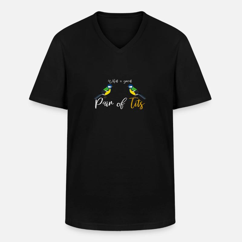 Vögel - Männer-T-Shirt mit V-Ausschnitt - Schwarz