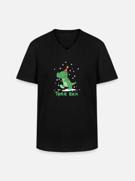 Weihnachten Tree Rex - Männer-T-Shirt mit V-Ausschnitt - Schwarz