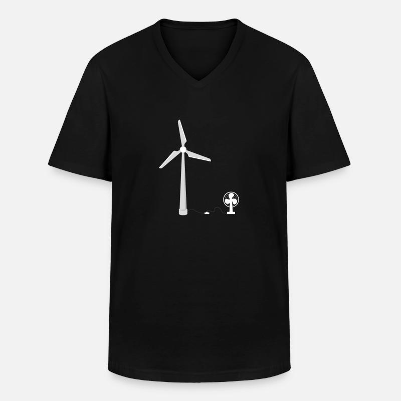 undendliche Energie Windkraftanlage Ventilator - Männer-T-Shirt mit V-Ausschnitt - Schwarz