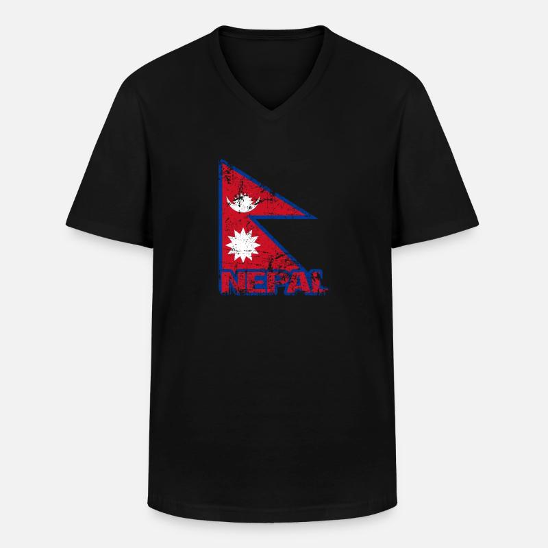 Nepal - Männer-T-Shirt mit V-Ausschnitt - Schwarz