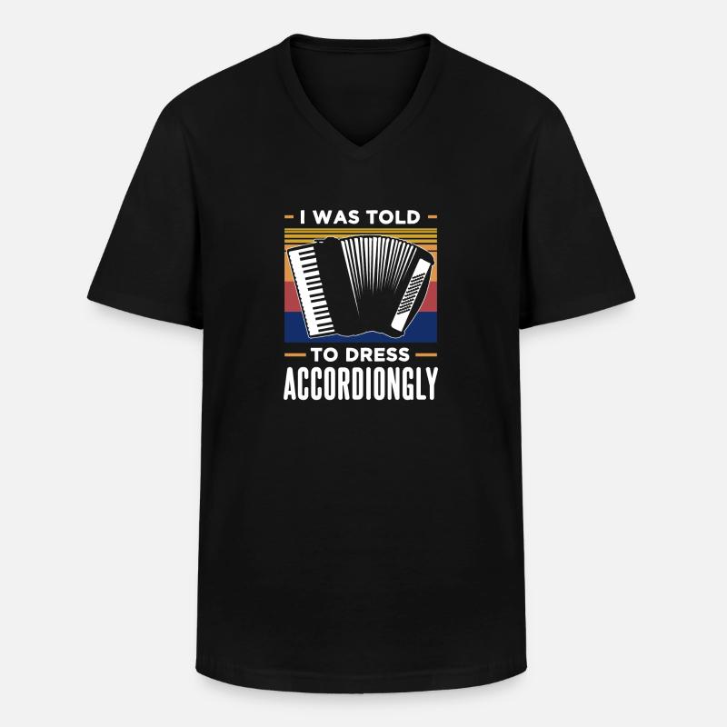 Akkordeon Retro Geschenkidee - Männer-T-Shirt mit V-Ausschnitt - Schwarz