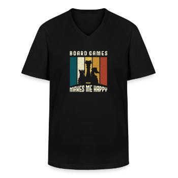 Jeu de dés jeux de société vintage - T-shirt col V Homme - noir - Devant - AI Model Male 178 dark (178cm)