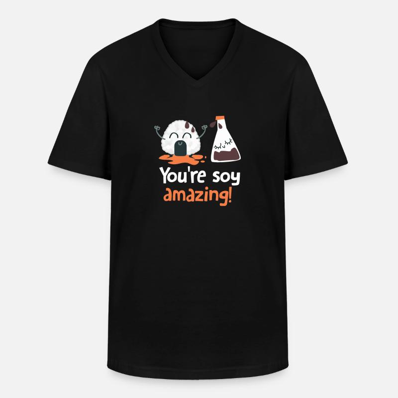 Sushi Soja Geschenkidee - Männer-T-Shirt mit V-Ausschnitt - Schwarz