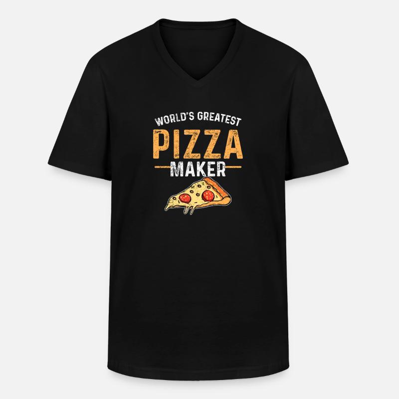 Pizzabäcker - Männer-T-Shirt mit V-Ausschnitt - Schwarz