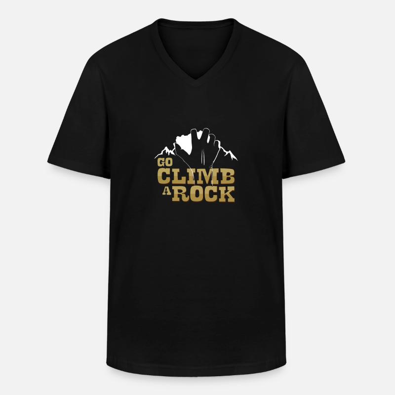 Bergsteigen - Männer-T-Shirt mit V-Ausschnitt - Schwarz