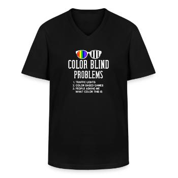 Farbenblind Blindheit Brille Fraben Bilnd - Männer-T-Shirt mit V-Ausschnitt - Schwarz - Vorne - AI Model Male 178 dark (178cm)