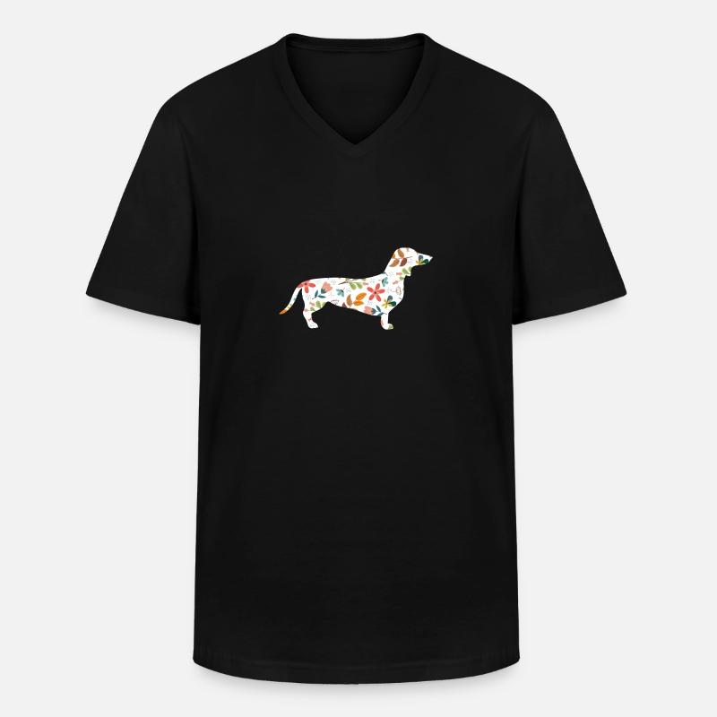 Dackel - Männer-T-Shirt mit V-Ausschnitt - Schwarz