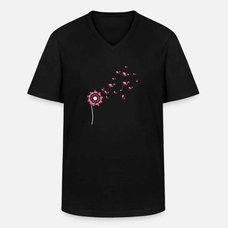 Flamingo - Männer-T-Shirt mit V-Ausschnitt - Schwarz