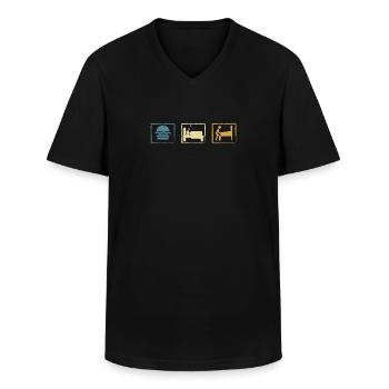 Retro pinball eat sleep pinball - Men's V-Neck T-Shirt - black - Front - AI Model Male 178 dark (178cm)