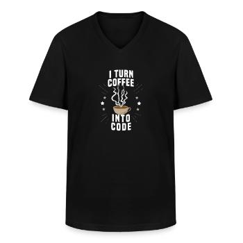 Kaffee Spruch für einen IT Nerd - Männer-T-Shirt mit V-Ausschnitt - Schwarz - Vorne - AI Model Male 178 dark (178cm)