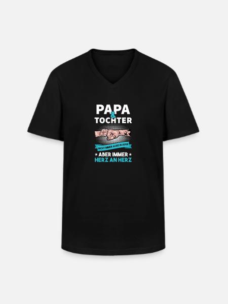 Papa Tochter - Männer-T-Shirt mit V-Ausschnitt - Schwarz