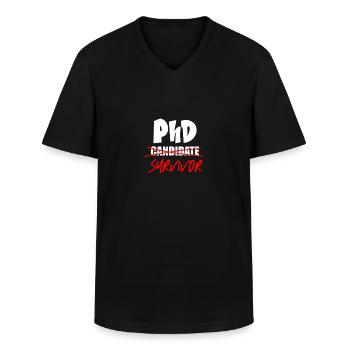 Candidat au doctorat Survivant 2 Candidat au doctorat Candidat au doctorat - T-shirt col V Homme - noir - Devant - AI Model Male 178 dark (178cm)