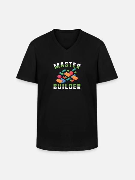 Master Builder Building blockerar leksak tegelstenar gåva - T-shirt med V-ringning herr - svart