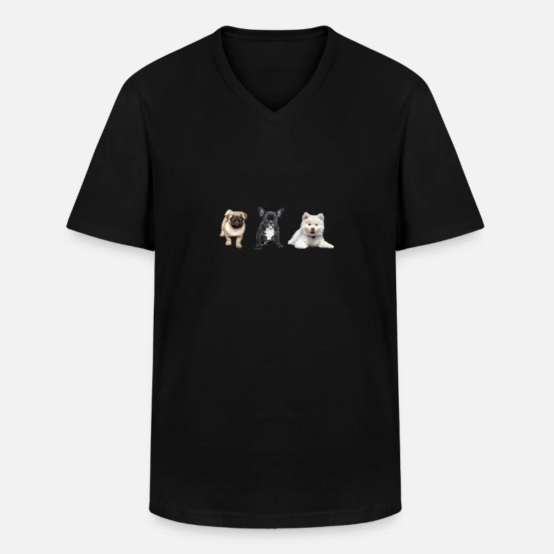 Mops Welpe - Männer-T-Shirt mit V-Ausschnitt - Schwarz