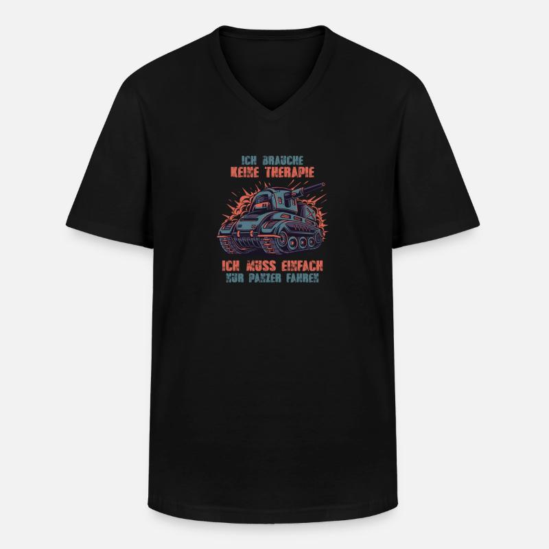 Panzer - Männer-T-Shirt mit V-Ausschnitt - Schwarz