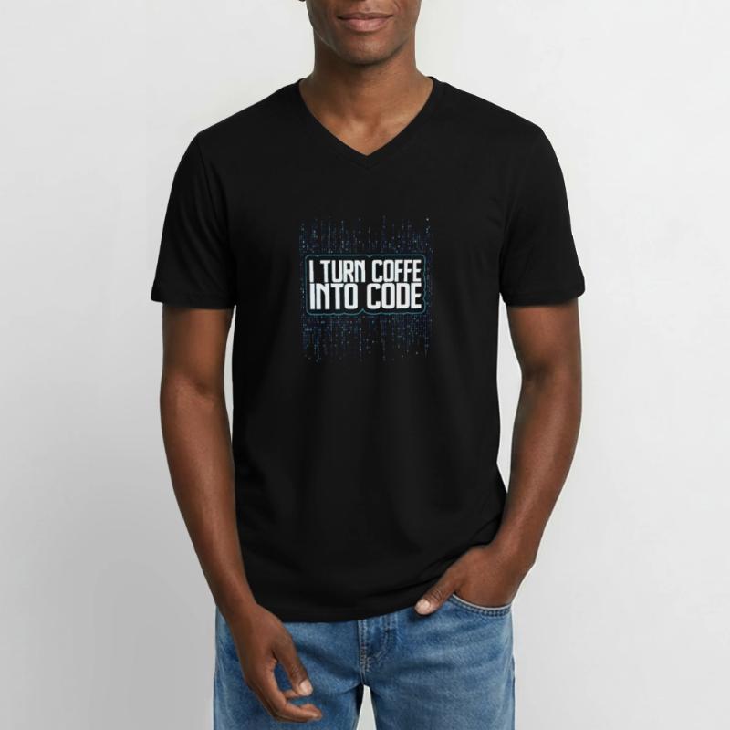 Cadeau de café de codage de programmeurs drôles T-shirt col V Homme