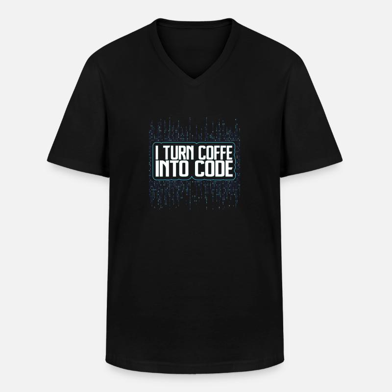 Funny Programmers Coding Coffee Gift - Männer-T-Shirt mit V-Ausschnitt - Schwarz
