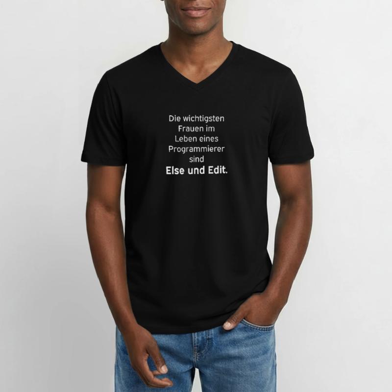 Else und Edit Programmierer Nerd Linux Männer-T-Shirt mit V-Ausschnitt