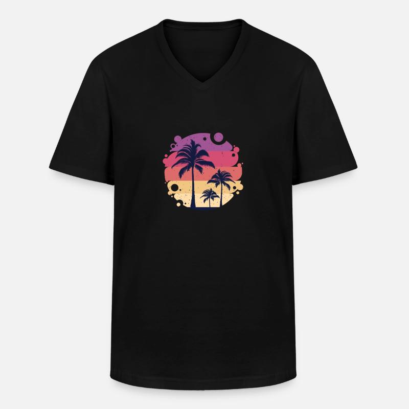 Tramonto di Miami Beach - Maglietta da uomo classica con scollo a V - nero