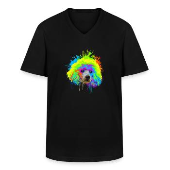 Splash Art Pudel Hund Hundehalter Geschenk - Männer-T-Shirt mit V-Ausschnitt - Schwarz - Vorne - AI Model Male 178 dark (178cm)