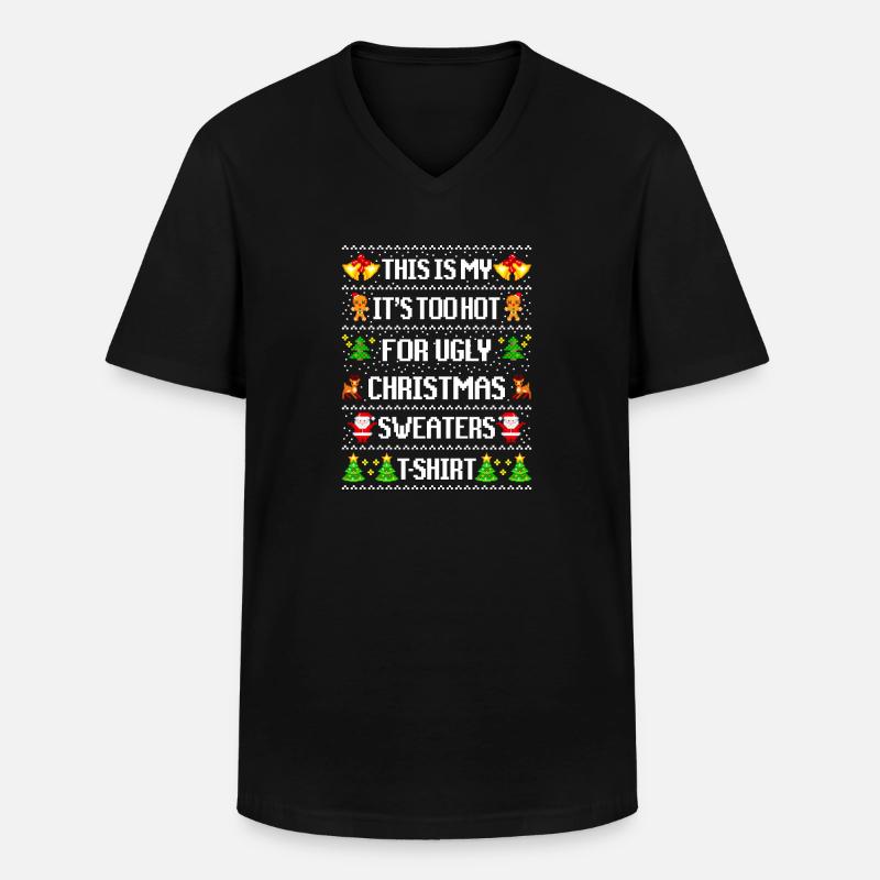Hässlicher Pullover mit Weihnachtshumor - Männer-T-Shirt mit V-Ausschnitt - Schwarz
