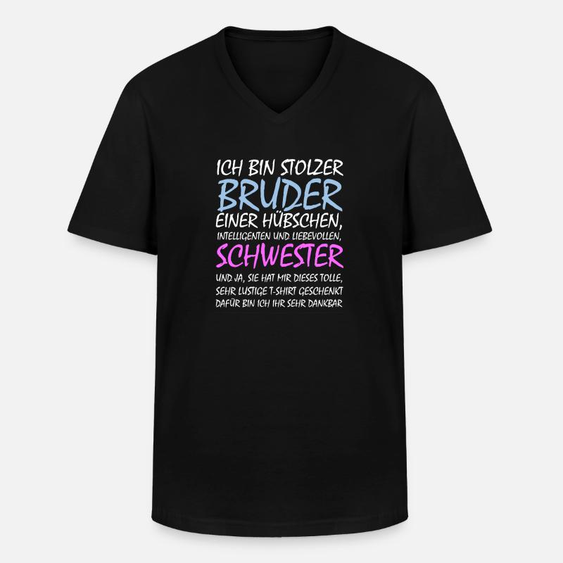 Stolzer Bruder Geschwister Geschenkidee Schwester - Männer-T-Shirt mit V-Ausschnitt - Schwarz