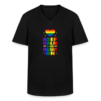 LGBT - Men's V-Neck T-Shirt - black - Front - AI Model Male 178 dark (178cm)