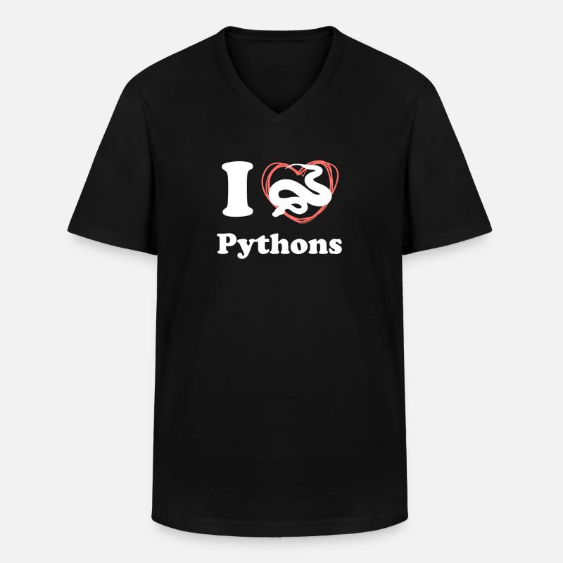I Love Pythons - Männer-T-Shirt mit V-Ausschnitt - Schwarz