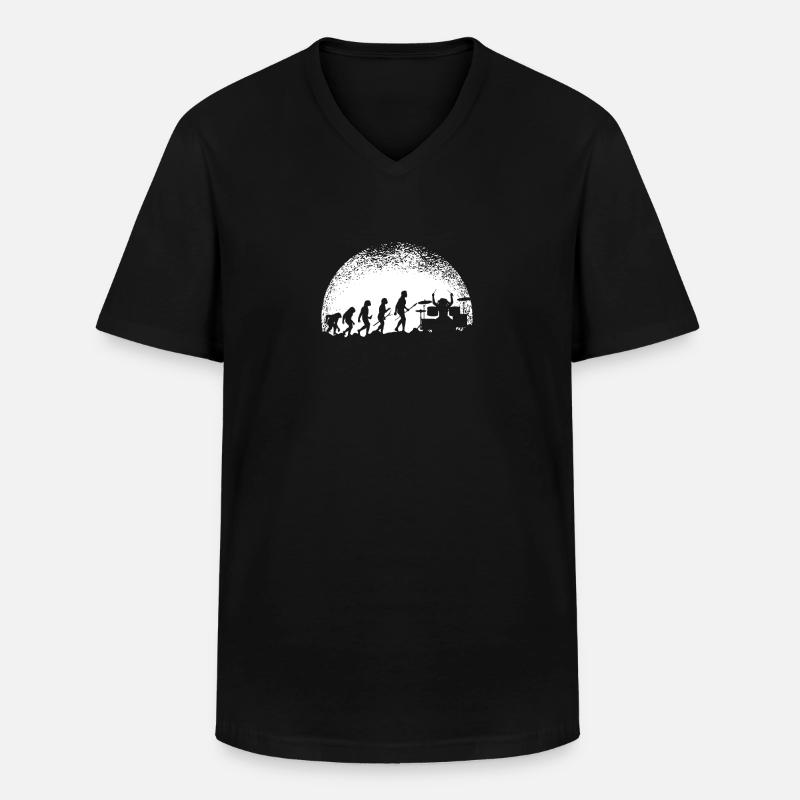 Drummers Evolution Moon... Drummer - Men's V-Neck T-Shirt - black