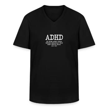 ADHD Think More Before Gift - Men's V-Neck T-Shirt - black - Front - AI Model Male 178 dark (178cm)