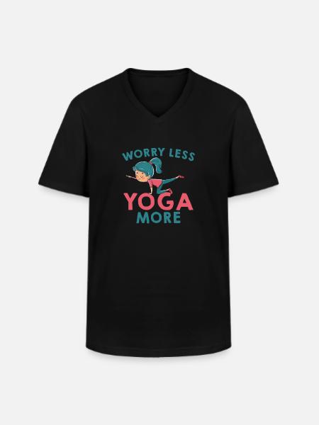 Yoga relieves worries saying - Men's V-Neck T-Shirt - black