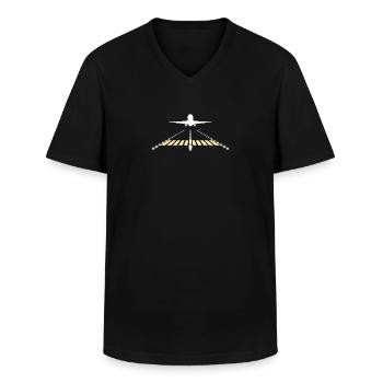 Airplane Pilot Runway T-Shirt Gift - Men's V-Neck T-Shirt - black - Front - AI Model Male 178 dark (178cm)