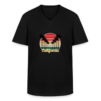 Amoureux de la plage - Californie rétro - grunge d'été - T-shirt col V Homme - noir - Devant - AI Model Male 178 dark (178cm)