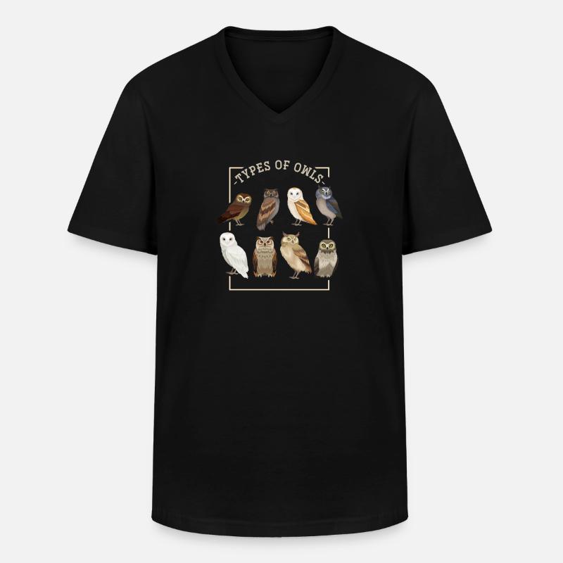 Eule Kauz - Männer-T-Shirt mit V-Ausschnitt - Schwarz