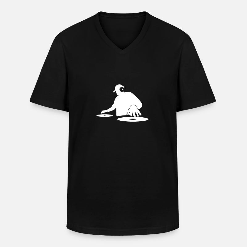 DJ - Männer-T-Shirt mit V-Ausschnitt - Schwarz