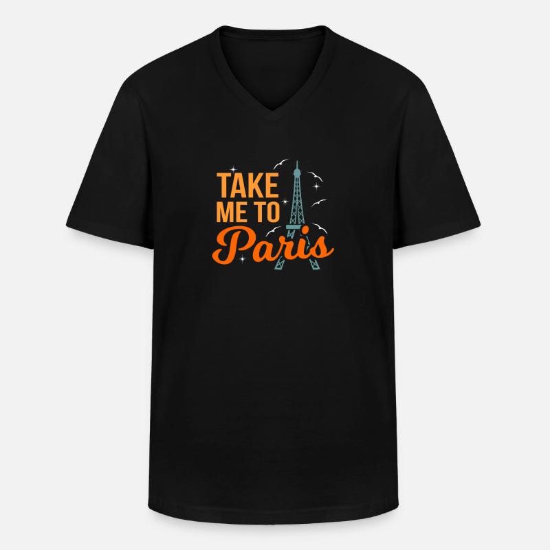 Paris - Männer-T-Shirt mit V-Ausschnitt - Schwarz