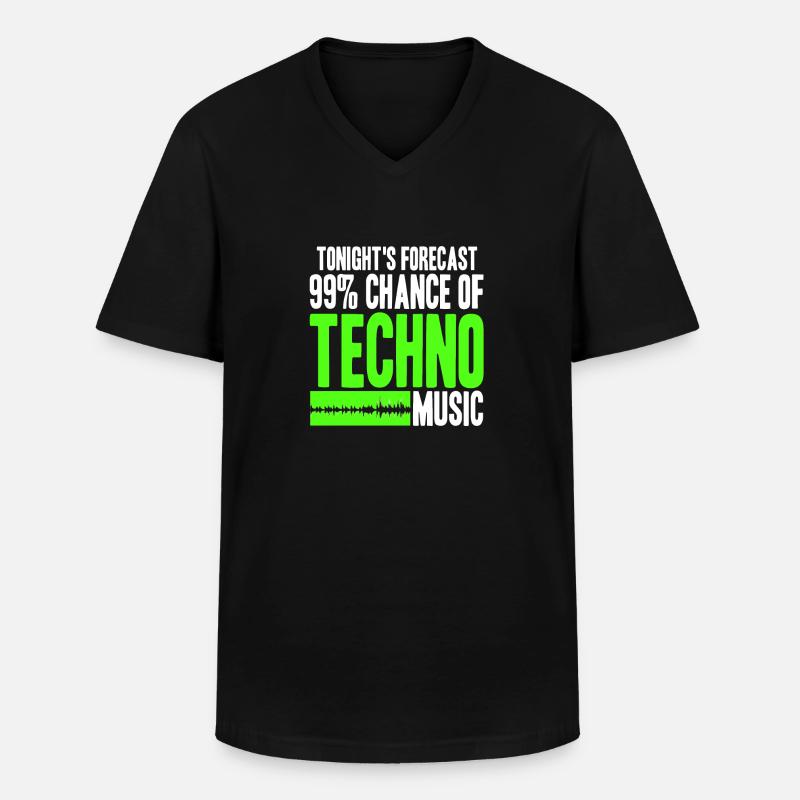 Techno live ce soir - T-shirt col V Homme - noir
