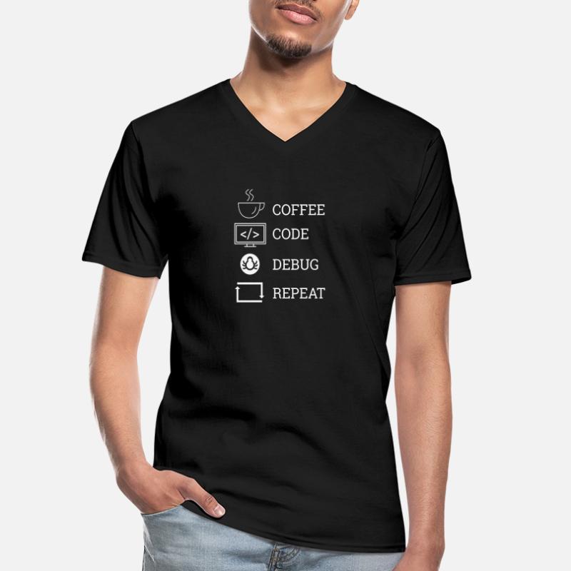 "Coffee Code Debug Repeat" | Programmer Men's V-Neck T-Shirt