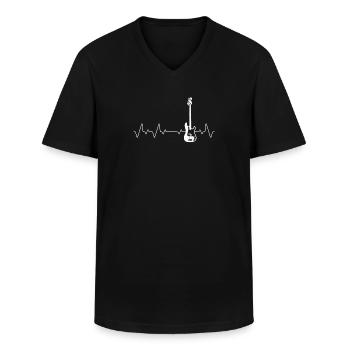 Heartbeat Bassgitar - Männer-T-Shirt mit V-Ausschnitt - Schwarz - Vorne - AI Model Male 178 dark (178cm)