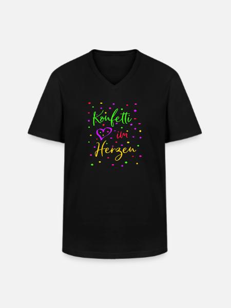 Karneval Fasching Konfetti im Herzen - Männer-T-Shirt mit V-Ausschnitt - Schwarz