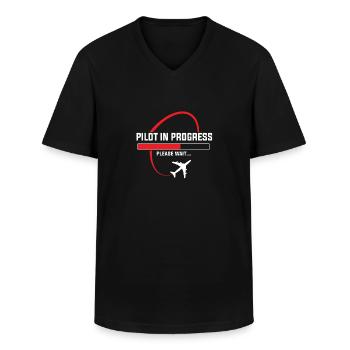 Pilot in progress - Men's V-Neck T-Shirt - black - Front - AI Model Male 178 dark (178cm)