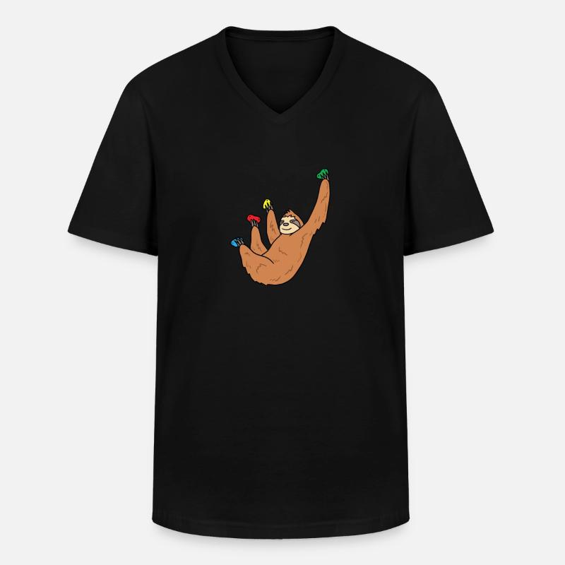 Faultier Boulder Geschenk - Männer-T-Shirt mit V-Ausschnitt - Schwarz