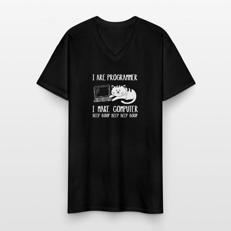 I Are Programmer Cat I Make Computer Beep Boop Männer-T-Shirt mit V-Ausschnitt
