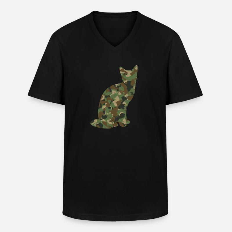 Camouflage Katze Kätzchen - Männer-T-Shirt mit V-Ausschnitt - Schwarz