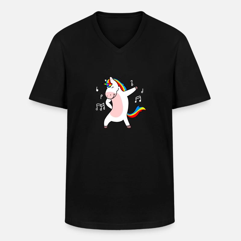 Tanzendes Einhorn - Männer-T-Shirt mit V-Ausschnitt - Schwarz