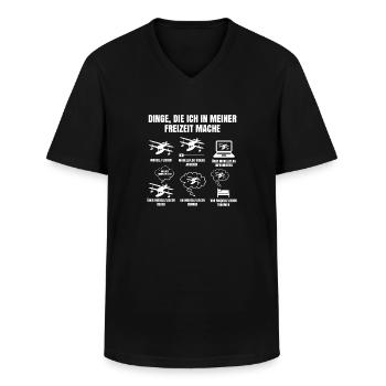 Dinge Die Ich In Meiner Freizeit Mache Modellflug - Männer-T-Shirt mit V-Ausschnitt - Schwarz - Vorne - AI Model Male 178 dark (178cm)