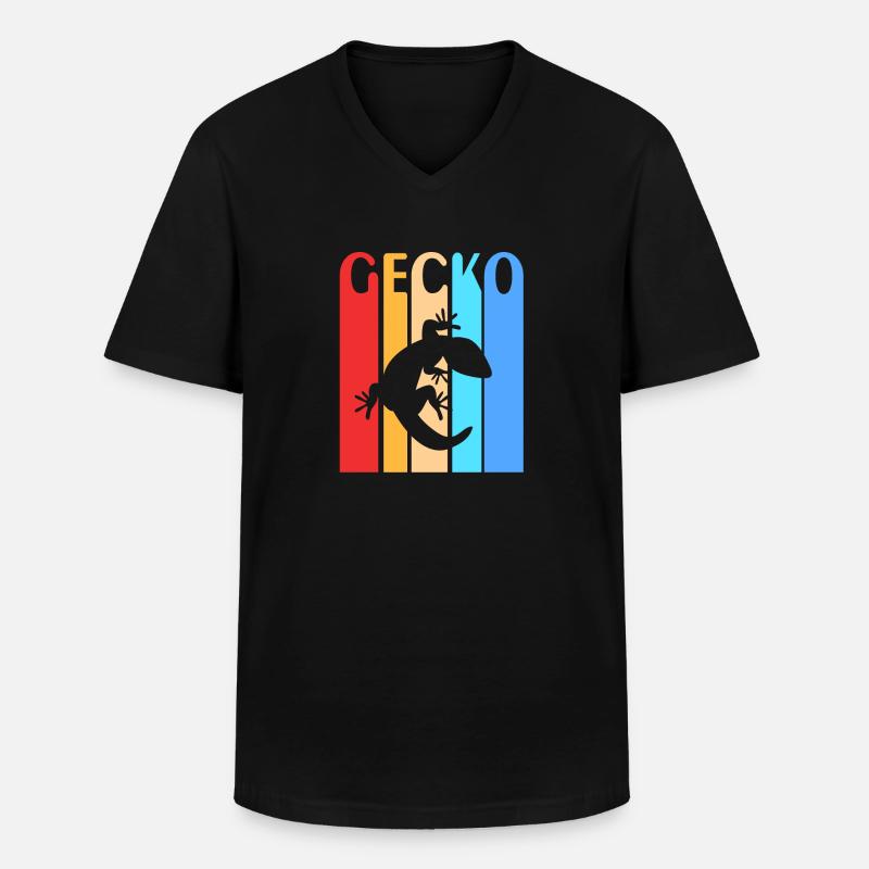 Gecko - Männer-T-Shirt mit V-Ausschnitt - Schwarz