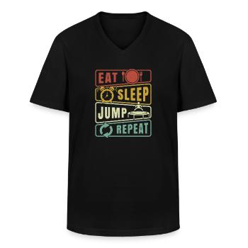 Eat Sleep Jump Repeat Trampoline Jumping Fitness - Männer-T-Shirt mit V-Ausschnitt - Schwarz - Vorne - AI Model Male 178 dark (178cm)