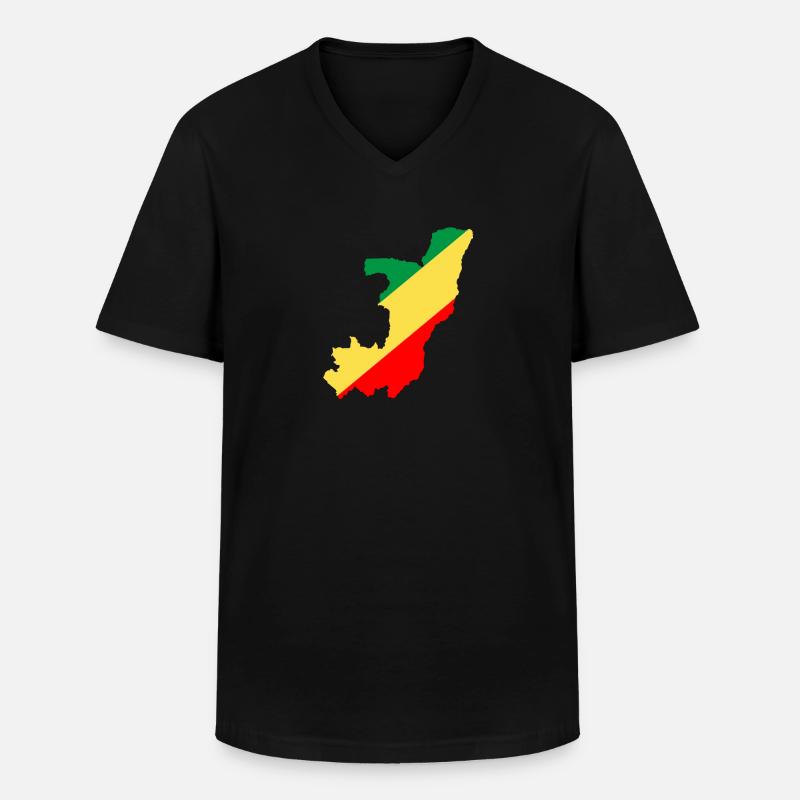 Congo - Maglietta da uomo classica con scollo a V - nero